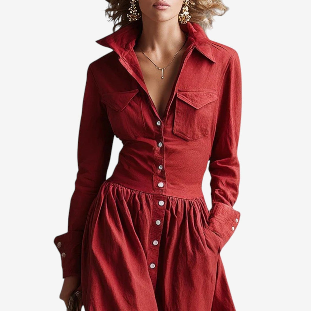 Janine  Elegante abito con bottoni